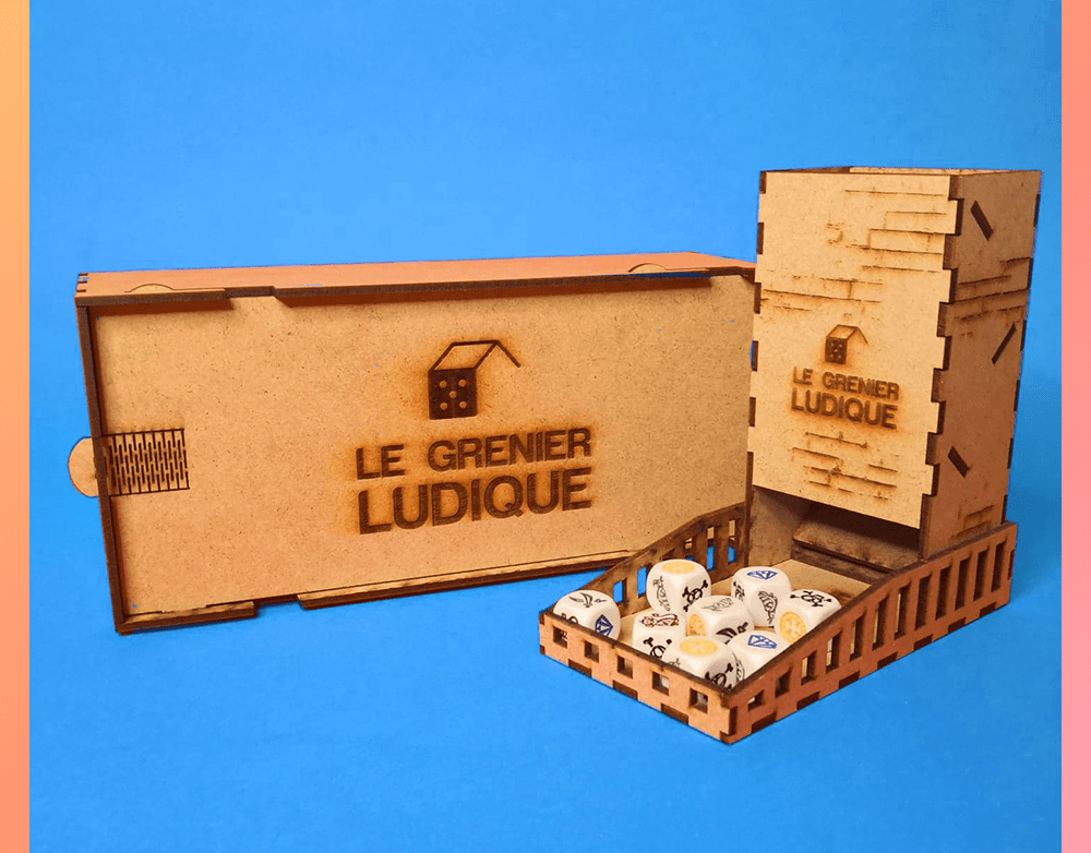 tour à dés boite rangement cartes le grenier ludique tech-make